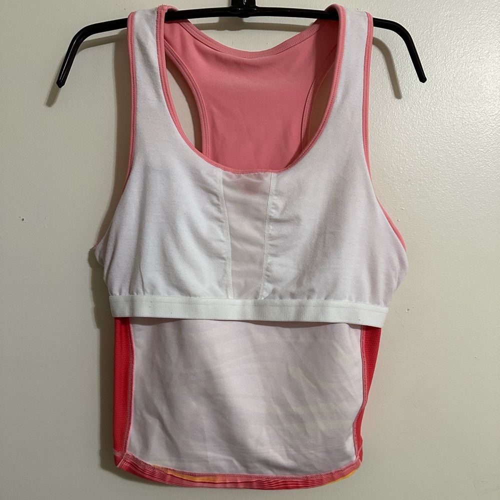 Nike Performance Dri-Fit Top w/ Built-In Bra, Pink and Gold Print, Size XL - Picture 3 of 6